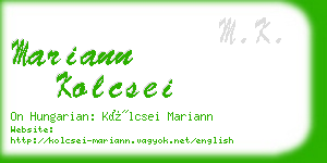 mariann kolcsei business card